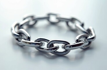 Fototapeta premium Shiny silver chain links are intertwined on a clean white background. This metallic pattern shows connection and strength. Its smooth surface reflects light.