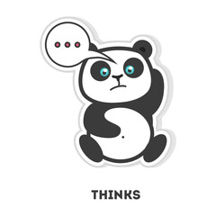 A cute black and white panda mascot sticker feeling puzzled and scratching its head in thought