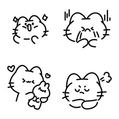 Adorable Cat Emoticons Expressive Kawaii Feline Faces for Fun Designs and Digital Communications