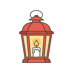 Single Vector Christmas lantern icon, vintage candle lamp outline vector, warm festive decoration, flat line art style, samovar, metal, vintage, street, retro, decoration, antique, old