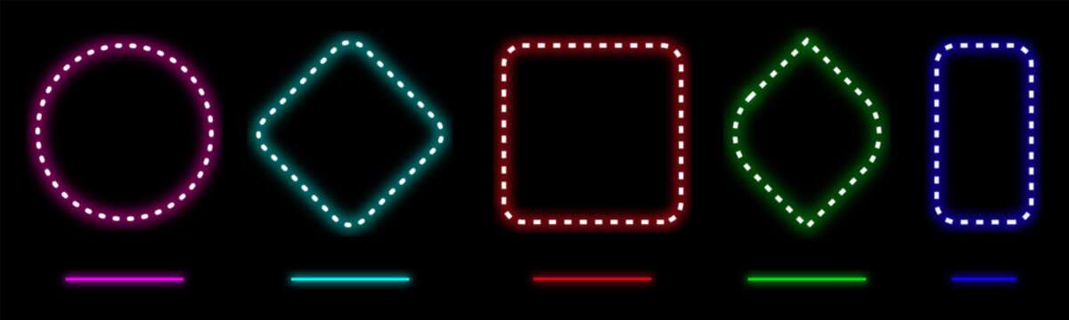 Social media template gradient neon frame rectangle smoke haze mist glow futuristic border pink blue red orange purple design element transparent light vector banner led background