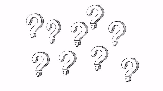 question mark doodle animation wiggle 4k video alpha channel transparent background