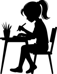 Girl student silhouette vector illustration