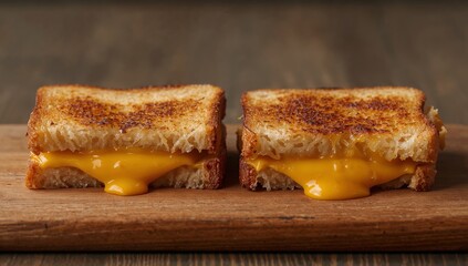 Golden Crusts and Cheesy Melts, A Culinary Still Life Displayed on Rustic Wood.