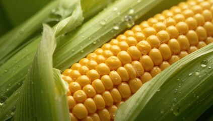 Golden Kernels and Verdant Wrappers, a Study in Light and Texture, Corn Cob Visual.