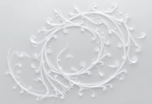 Swirling, delicate white fractal pattern on a cool gray backdrop,  art,  organic