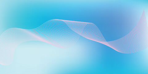 Abstract blue gradient background with shining lines waves. Minimalist background for banner, poster, cover, brochure, flyer, website