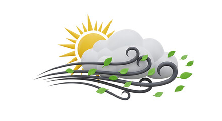 Obraz premium Sun behind a cloud with wind blowing leaves