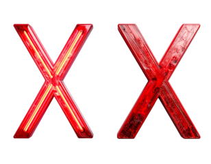 Red Cancel and X Symbol Set, Two Versions, Isolated on Transparent Background