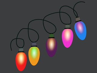 Colorful holiday lights strung together bring festive cheer and add a joyful touch to any celebration, perfect for seasonal designs and decorations