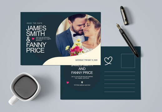 Wedding Post Card Template Layout