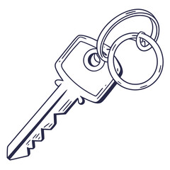 A simple key with a keyring, perfect for security, access, or unlocking potential