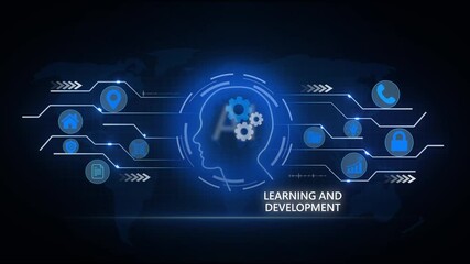 Digital Learning and development Concept With Global social network connection concept showing digital data communication across the earth background - Powered by Adobe