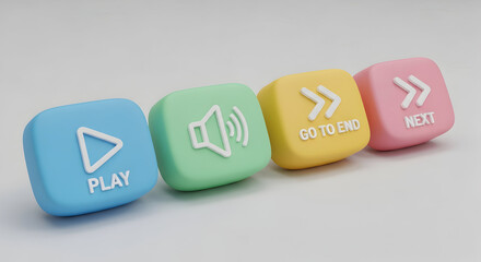 Obraz premium 3d music player buttons in a minimalistic cartoon . icon play volume go to end next 20954981 1