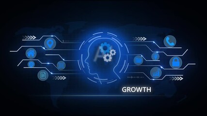 Digital Growth Concept With Global social network connection concept showing digital data communication across the earth background - Powered by Adobe