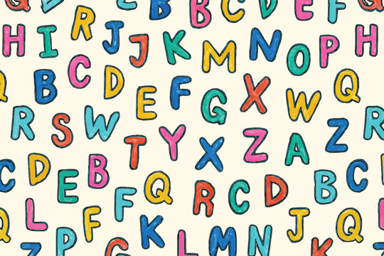  Kids alphabet doodle pattern