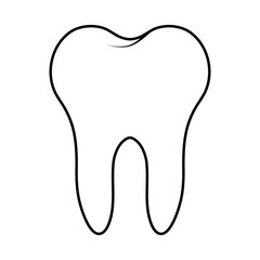 Tooth outline icon, dental symbol, black molar shape, clean dental care