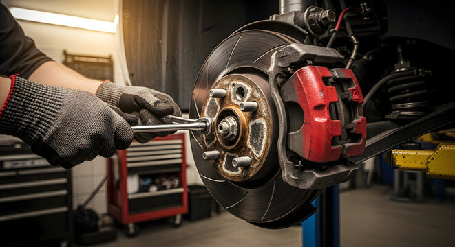 Automobile brake disc Car service procedure. ai generative 26275909 1