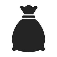 Simple Solid Black Money Bag Icon Representing Financial Resources and Value