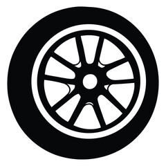 Obraz premium Automotive Car Wheel Silhouette Graphic for Transportation and Vehicle Parts