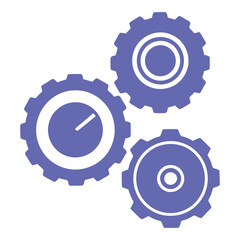 Interlocking Purple Gear System Illustrating Teamwork and Operational Processes