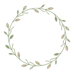 Beautiful Circular Green Leafy Wreath with Pastel Pink Buds Design