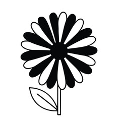 Bold Graphic Floral Illustration with Alternating Petals and Dark Center