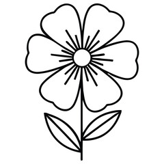 Elegant Floral Design Outlined Petals Botanical Line Art Drawing