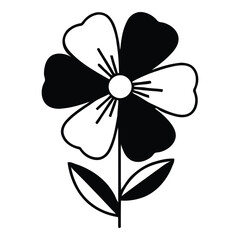 Abstract Black and White Petal Flower Graphic Stylized Botanical Art