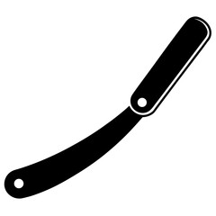 Illustration of a straight razor in black and white on transparent background