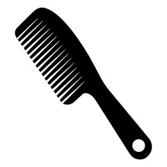 Illustration of a simple black plastic hair comb on transparent background