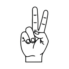 Hand showing a two finger V gesture for peace or victory expression