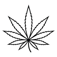 Detailed Botanical Outline Drawing of a Multi-Pointed Plant Leaf Isolated