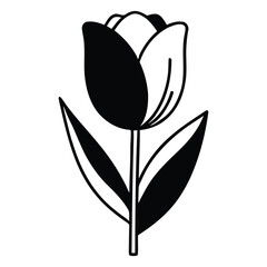 Obraz premium Modern Abstract Black and White Tulip Flower Botanical Illustration Artwork