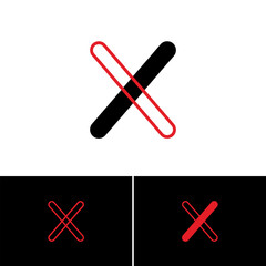 Logo letter X, art alphabet playful font, set of three different letter for your brand name design, vector illustration 10 EPS
