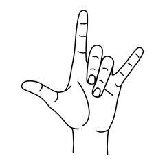 Expressive Hand Gesture Outline Illustrating Pinky Index and Thumb Extended