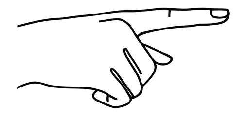 Minimalist Hand Gesture Outline Pointing Horizontally with Index Finger