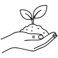 Hand Holding Soil with Sprout Nurturing New Life.