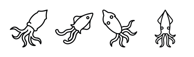 Stylized vector illustration of a squid in a flat design style