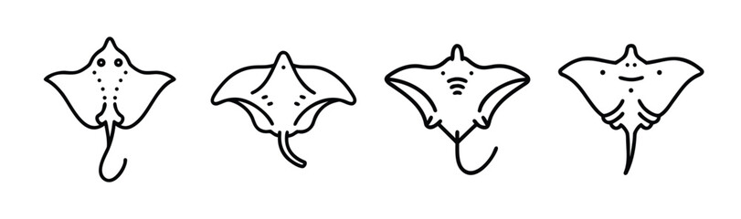 Stylized vector illustration of a majestic stingray swimming