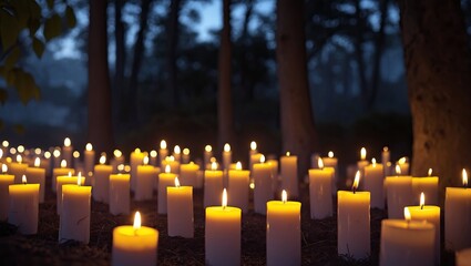 Silence of Flame: Candles, Forest, and the Light of Remembrance (AI-generated)