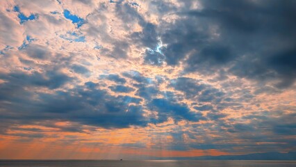 sunset with beautiful sunlight in the sky