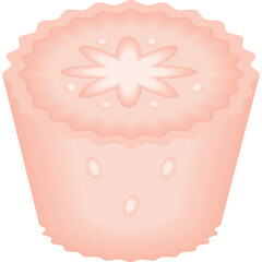 Stylized cross-section of a pink fruit with a star-shaped pattern in the center and small seeds visible against a transparent background