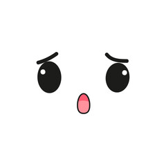 Cute Surprised Face with Raised Eyebrows Expression Kawaii Style Illustration