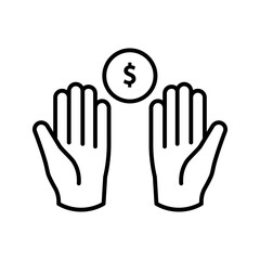  icon holding money coins graphic icon vector