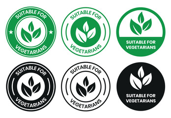 Suitable for Vegetarians stamp sticker with Leaves icon vector illustration. Suitable for Vegetarians sign, logo, badge, icon, sticker, label, emblem, stamp, symbol, black, line, flat vector.
