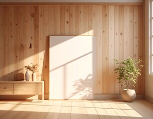 北欧の木壁と光の陰影が美しい背景