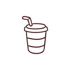 Disposable Coffee Cup with Straw Illustration