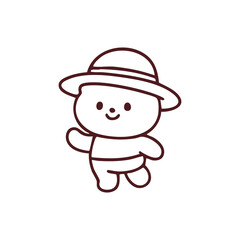 Minimalistic illustration of a smiling bear