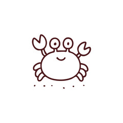 Smiling Crab Icon on White Background